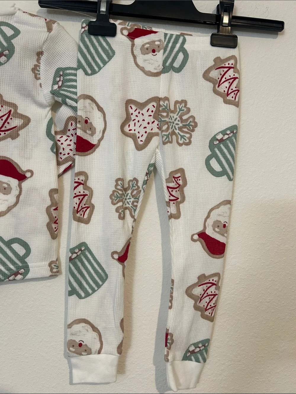 Kids Holiday Santa & Cookies Pajama Set - White